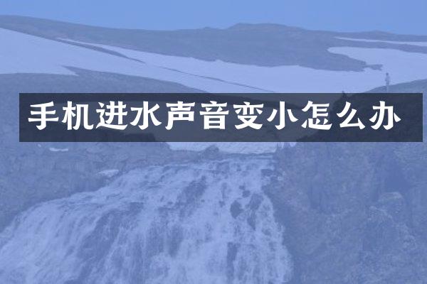 手机进水声音变小怎么办