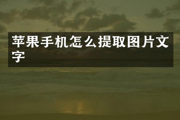 苹果手机怎么提取图片文字