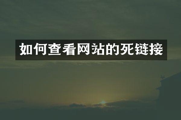 如何查看网站的死链接