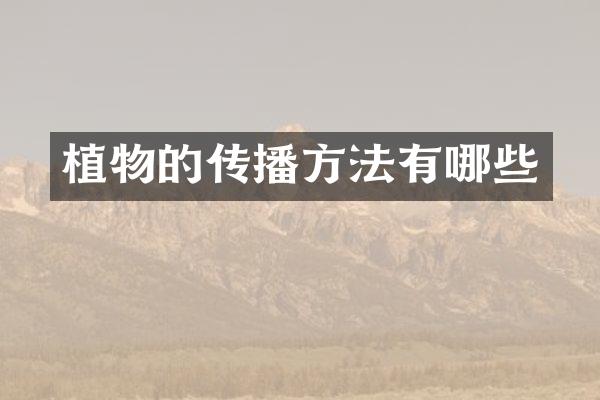植物的传播方法有哪些