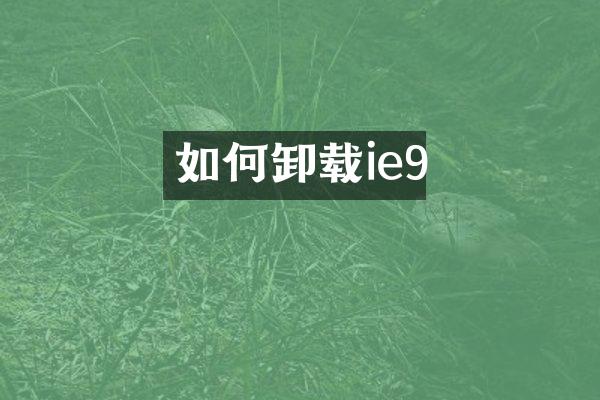 如何卸载ie9