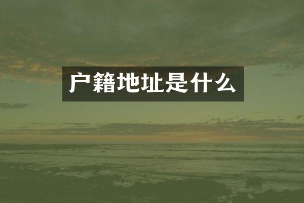 户籍地址是什么