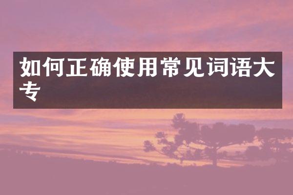 如何正确使用常见词语大专