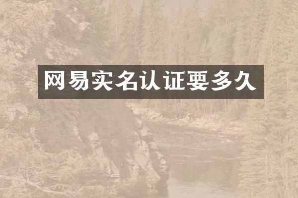 网易实名认证要多久