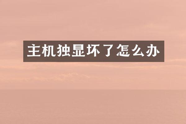主机独显坏了怎么办