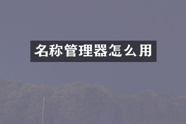 名称管理器怎么用
