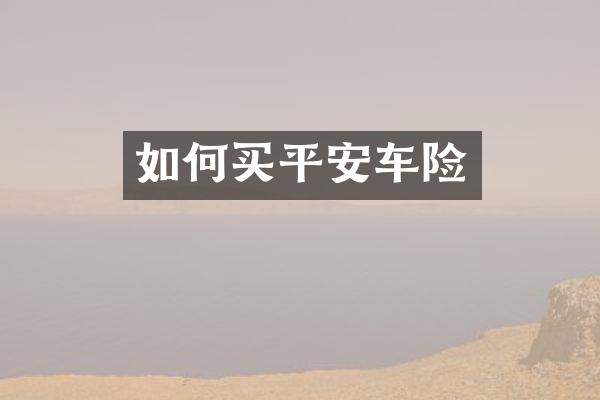 如何买平安车险