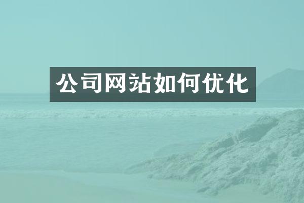 公司网站如何优化