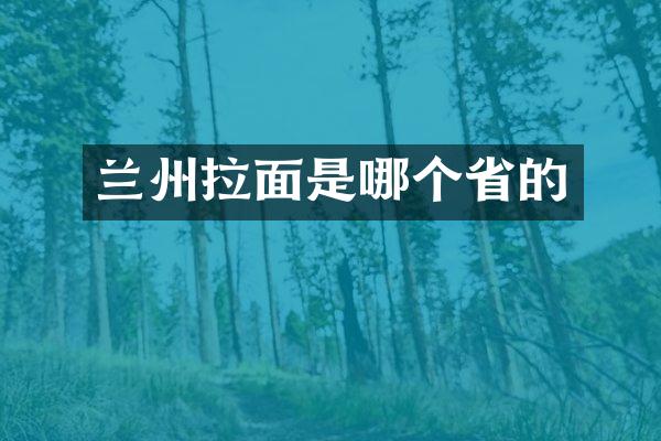 兰州拉面是哪个省的