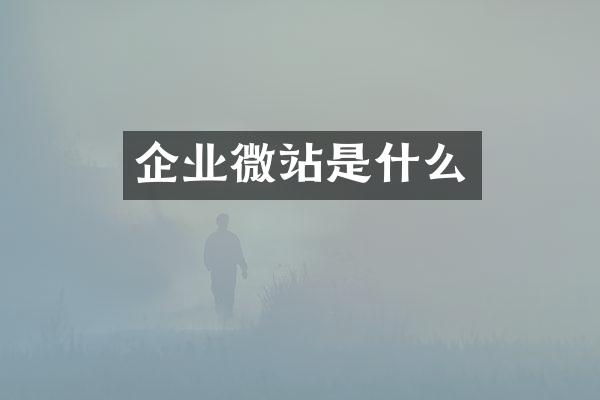 企业微站是什么