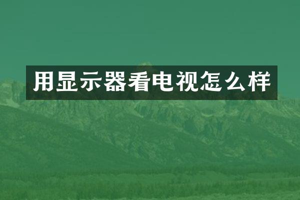 用显示器看电视怎么样