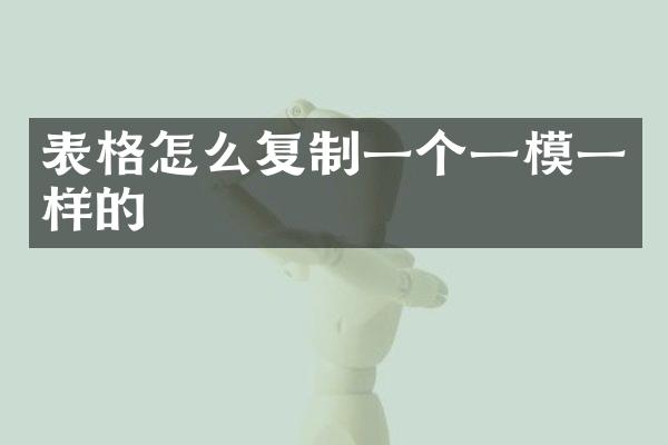 表格怎么复制一个一模一样的