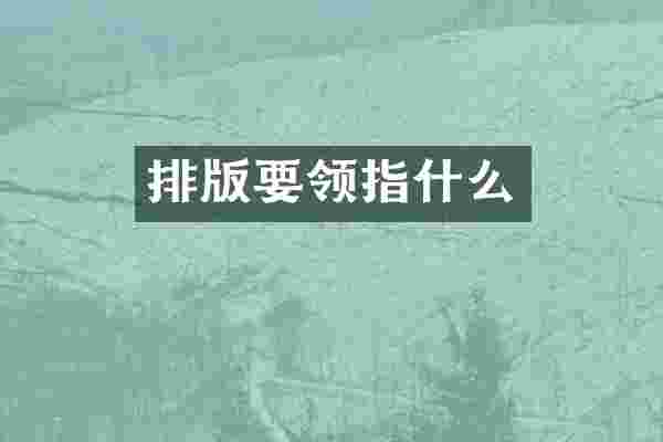 排版要领指什么