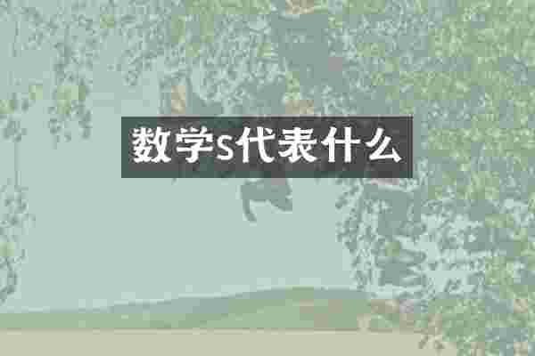 数学s代表什么