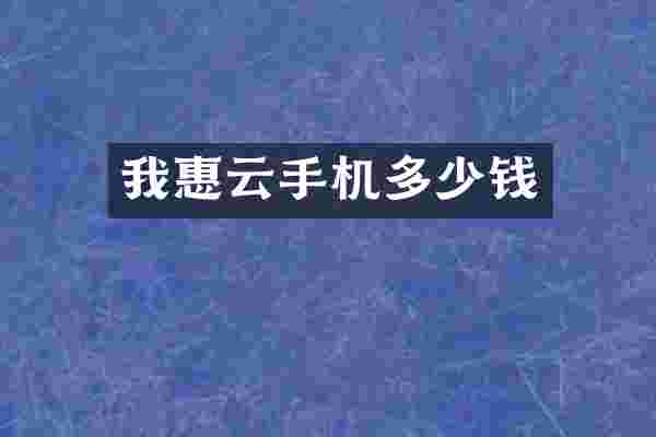 我惠云手机多少钱