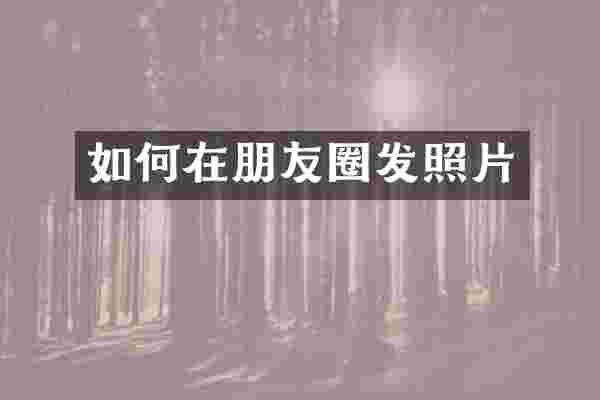 如何在朋友圈发照片