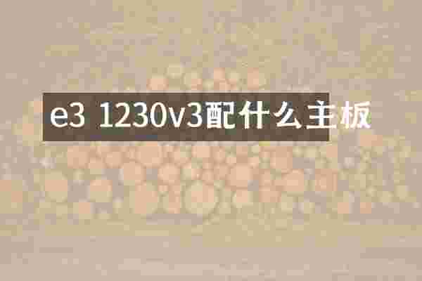 e3 1230v3配什么主板