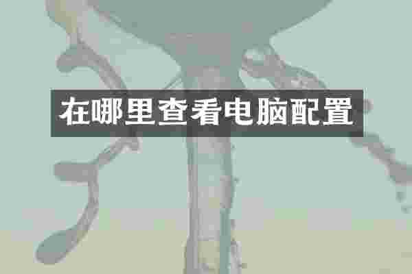 在哪里查看电脑配置