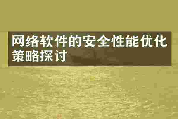 网络软件的安全性能优化策略探讨