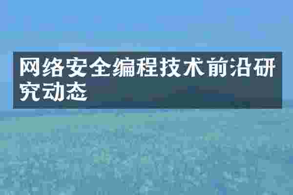 网络安全编程技术前沿研究动态