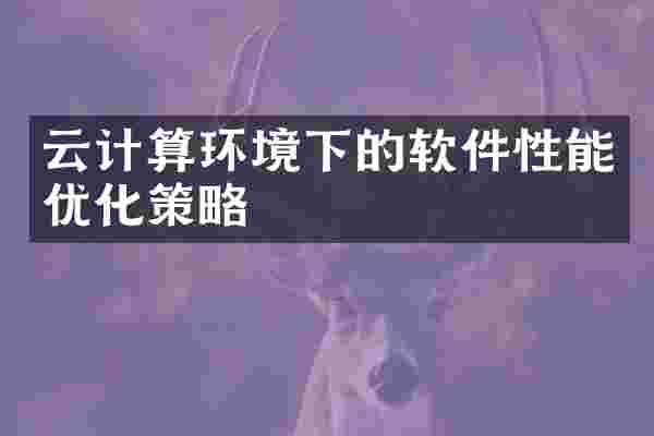 云计算环境下的软件性能优化策略