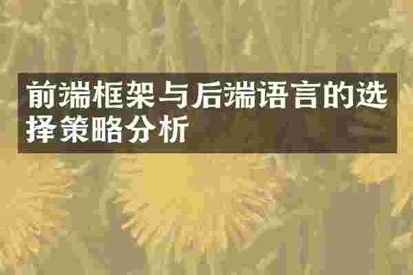 前端框架与后端语言的选择策略分析