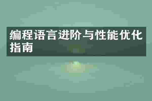 编程语言进阶与性能优化指南