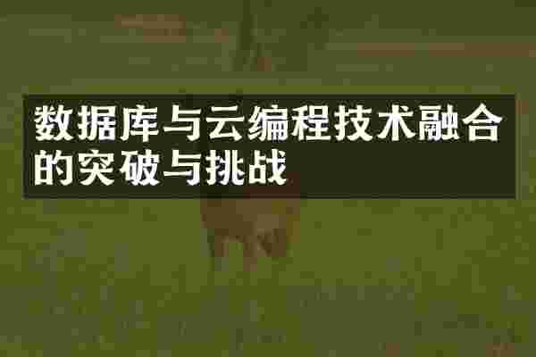 数据库与云编程技术融合的突破与挑战