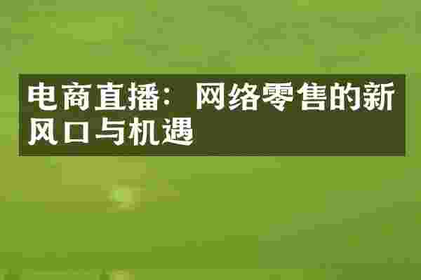 电商直播：网络零售的新风口与机遇