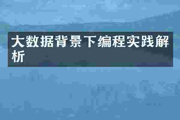 大数据背景下编程实践解析
