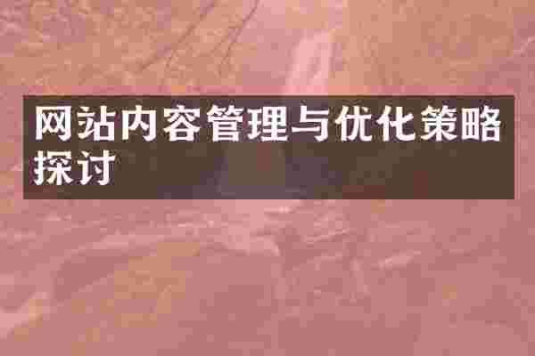网站内容管理与优化策略探讨