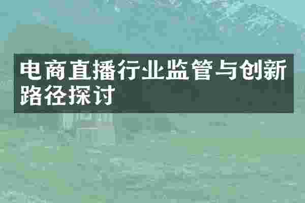 电商直播行业监管与创新路径探讨