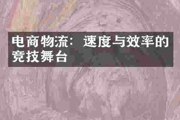 电商物流：速度与效率的竞技舞台