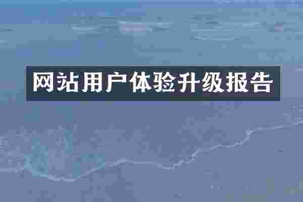 网站用户体验升级报告