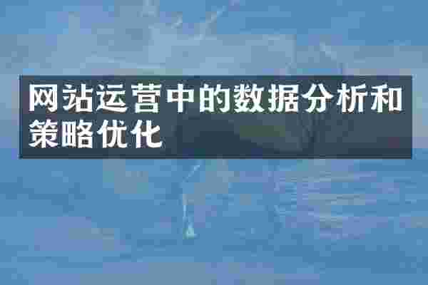 网站运营中的数据分析和策略优化