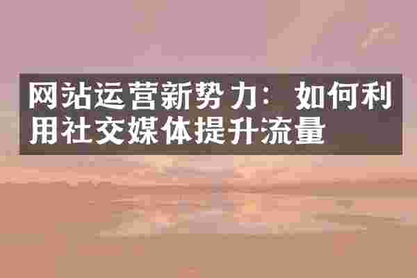 网站运营新势力：如何利用社交媒体提升流量