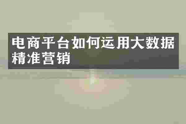 电商平台如何运用大数据精准营销