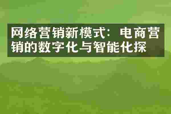 网络营销新模式：电商营销的数字化与智能化探索