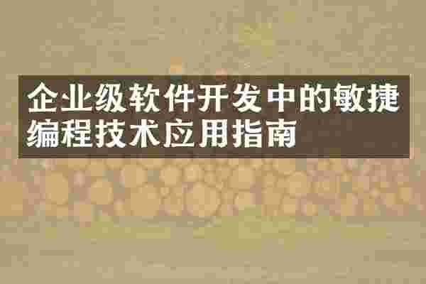 企业级软件开发中的敏捷编程技术应用指南