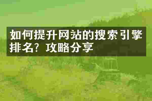 如何提升网站的搜索引擎排名？攻略分享