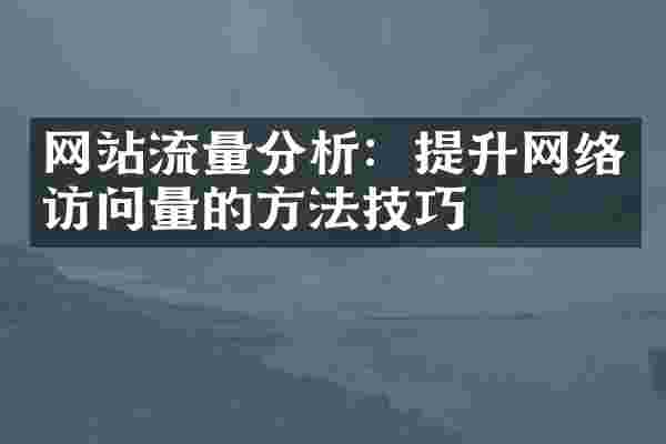 网站流量分析：提升网络访问量的方法技巧