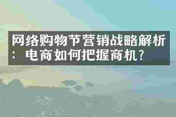 网络购物节营销战略解析：电商如何把握商机？