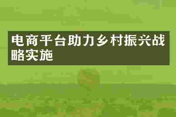 电商平台助力乡村振兴战略实施