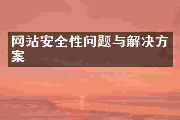 网站安全性问题与解决方案