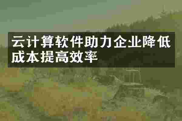 云计算软件助力企业降低成本提高效率