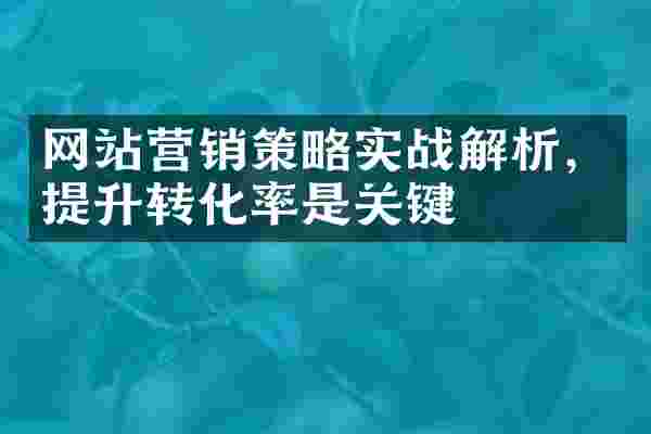 网站营销策略实战解析，提升转化率是关键
