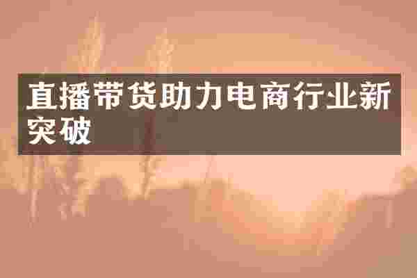 直播带货助力电商行业新突破