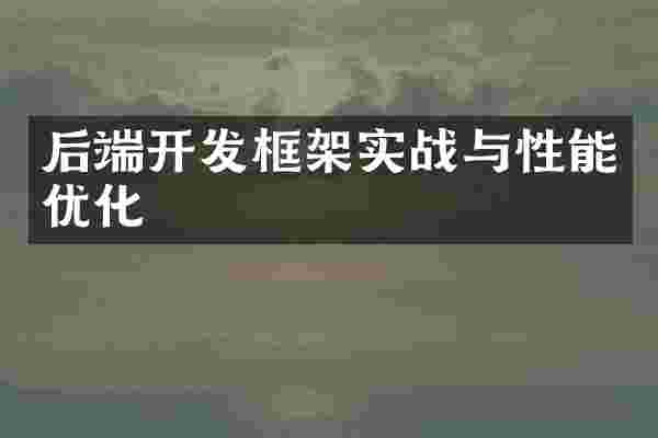 后端开发框架实战与性能优化