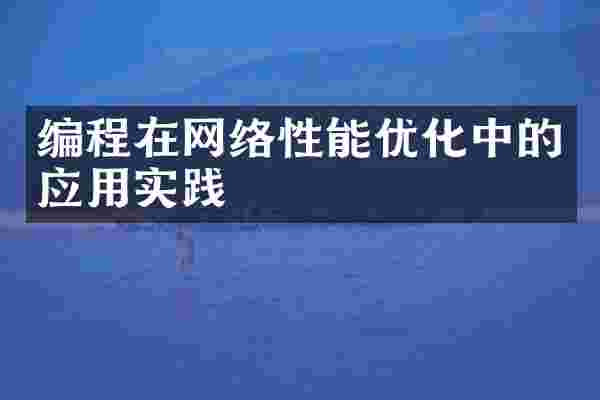 编程在网络性能优化中的应用实践