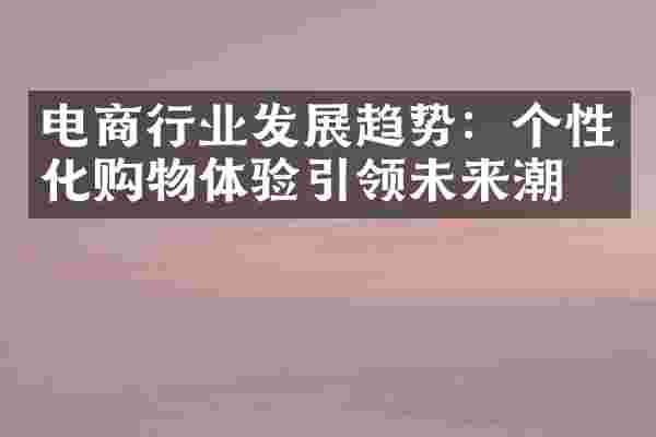 电商行业发展趋势：个性化购物体验引领未来潮流